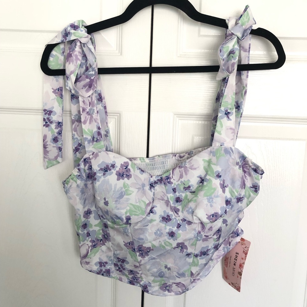 NWT Purple Floral Corset Top Size L